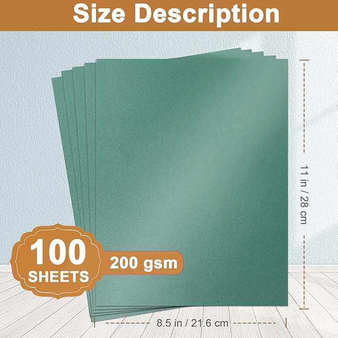 Silunkia 100 Sheets Christmas Green Shimmer Cardstock 8.5 x 11 Craft Paper - Image 2