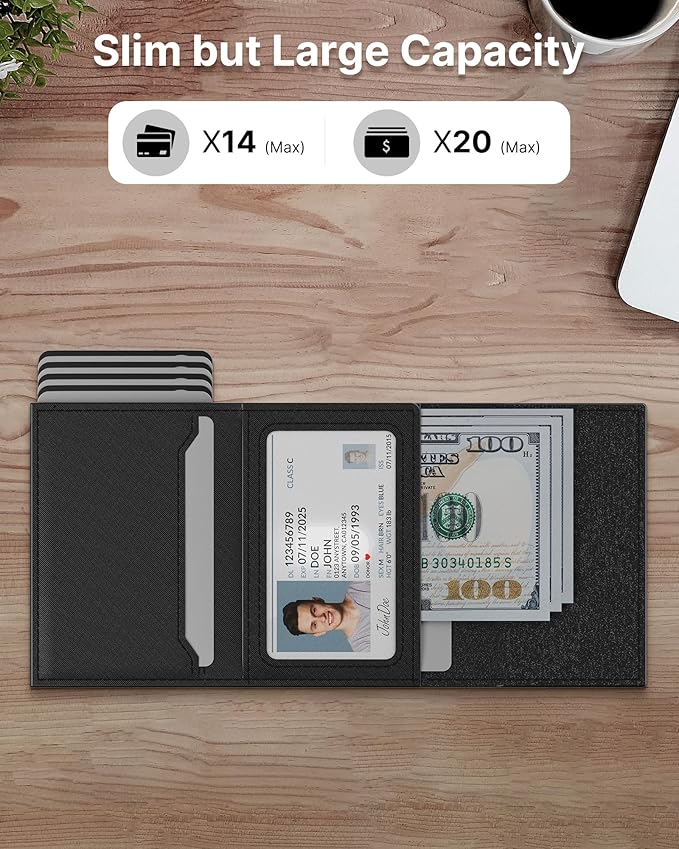 typecase Mens Wallet Card Holder: Pop Up Aluminum Case, Genuine Leather - Image 2