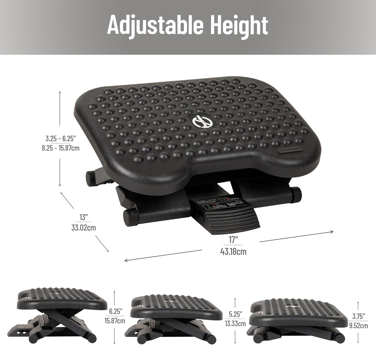Mind Reader Foot Rest, Under Desk at Work, Ergonomic, Height Adjustable, Offi...