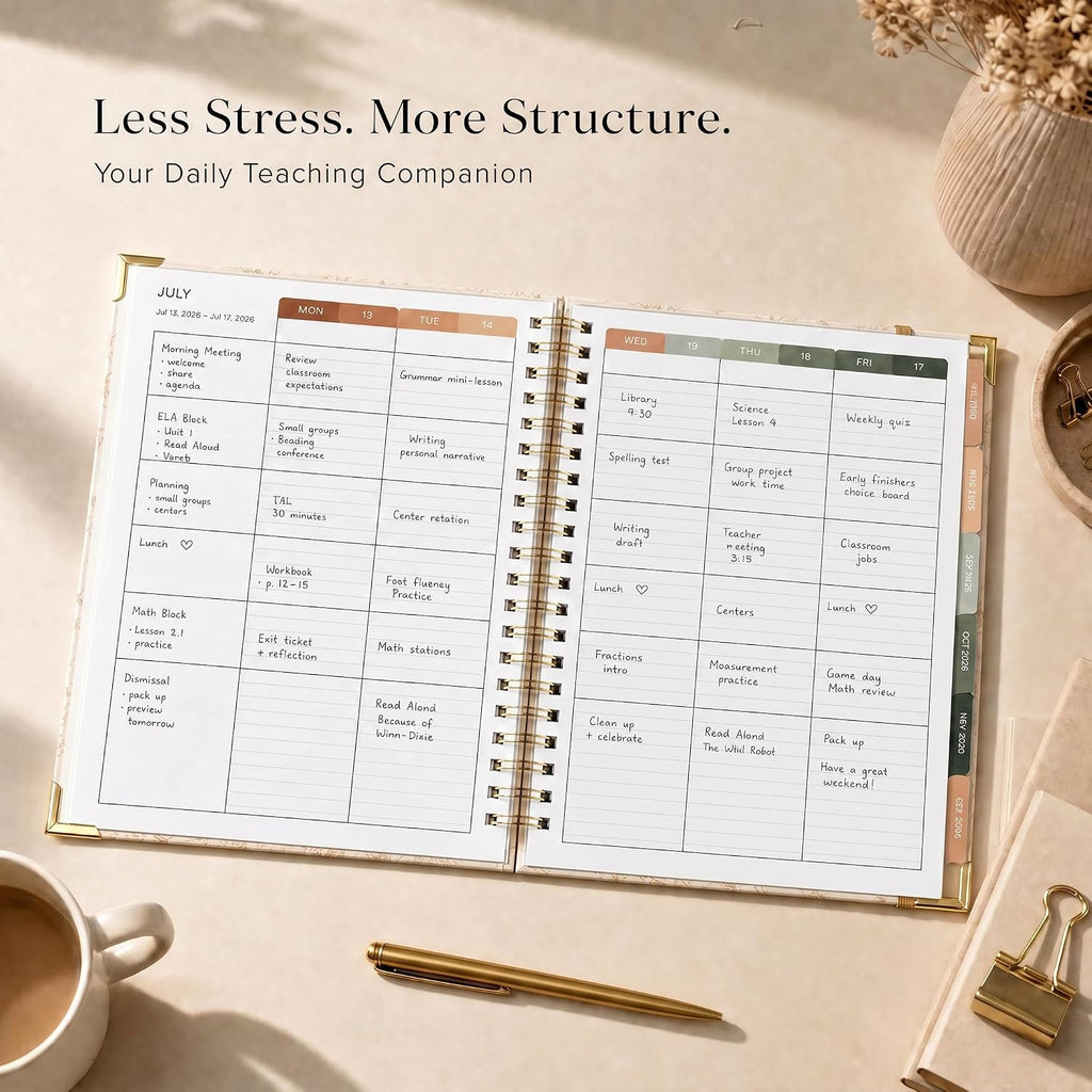 Aesthetic Teacher Planner For The 2026-2027 Academic School Year | All Incl. 8.5" X 11" Lesson Plan Book Supplies - Easily Organize Your Daily, Weekly & Monthly Classroom/homeschool Schedule