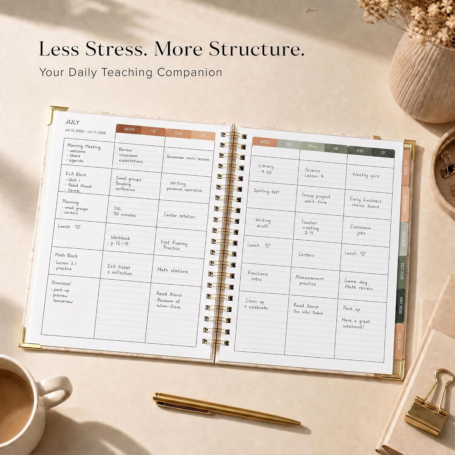 Aesthetic Teacher Planner For The 2026-2027 Academic School Year | All Incl. 8.5" X 11" Lesson Plan Book Supplies - Easily Organize Your Daily, Weekly & Monthly Classroom/homeschool Schedule