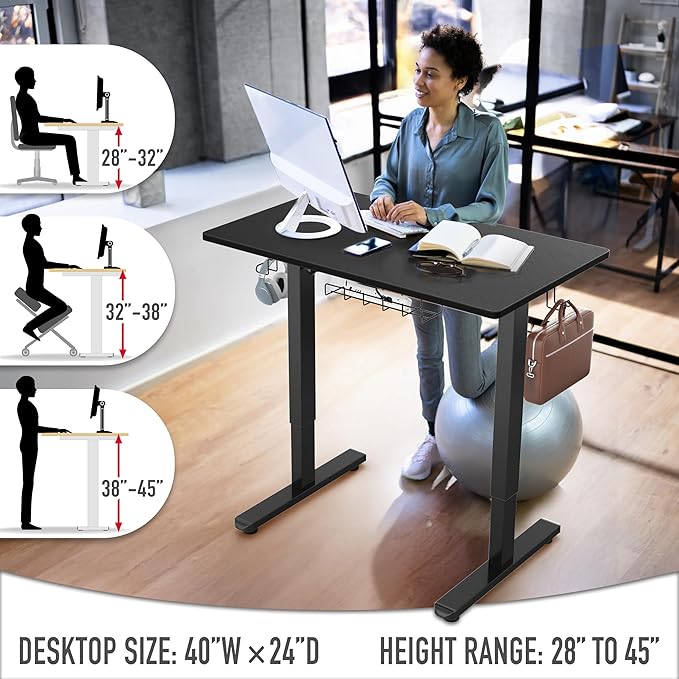 SHW 40-Inch Electric Height Adjustable Standing Desk - Image 5