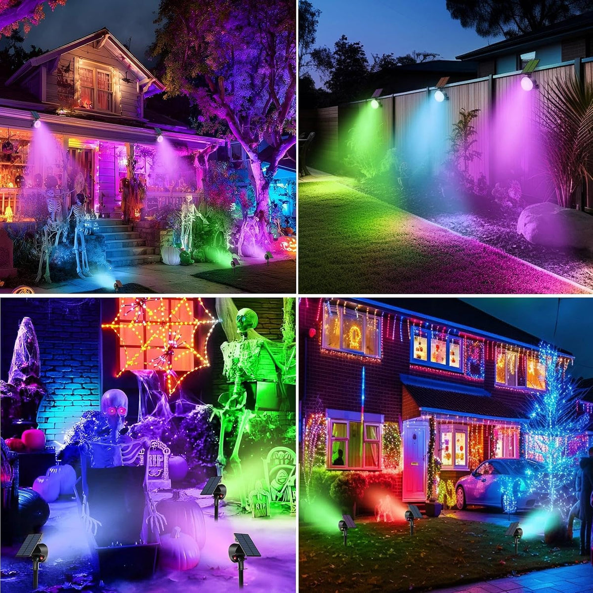 nipify Solar Spot Lights Outdoor Color Changing, Halloween RGB Spotlights