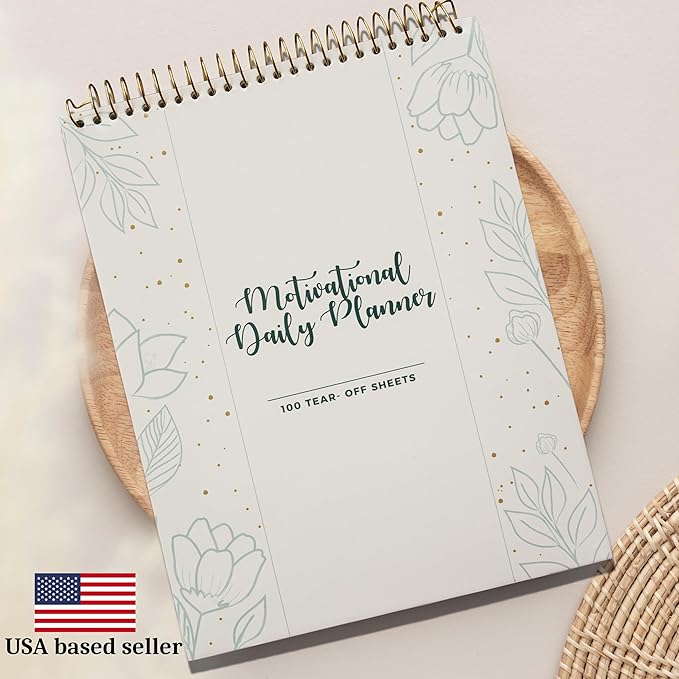 Spiral Daily Planner Agenda Notepad -100 Undated Tear-Off Sheets -Desk Notepad - Image 8