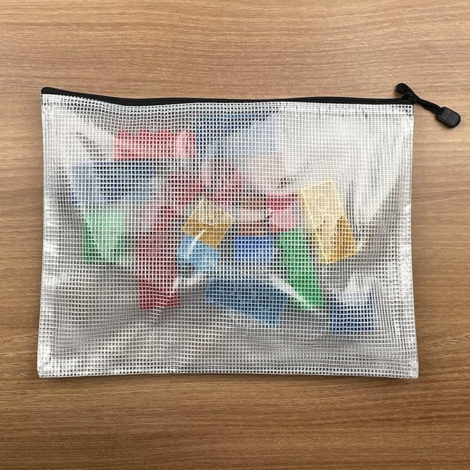 Oaimyy-11 x 14"-18 Pcs-Plastic Mesh Zipper Pouch Document Folders Bag Zip File - Image 8