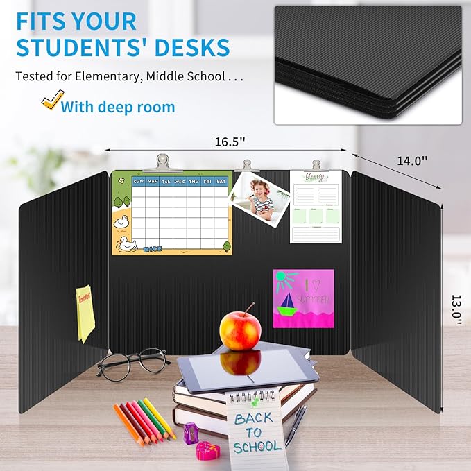 24 Pack Black Desk Dividers for Students, Privacy Shields Folder for Students - Image 3