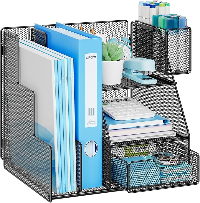 Marbrasse Desk Organizer and Accessories, 3-Tier File Organizer by Marbrasse