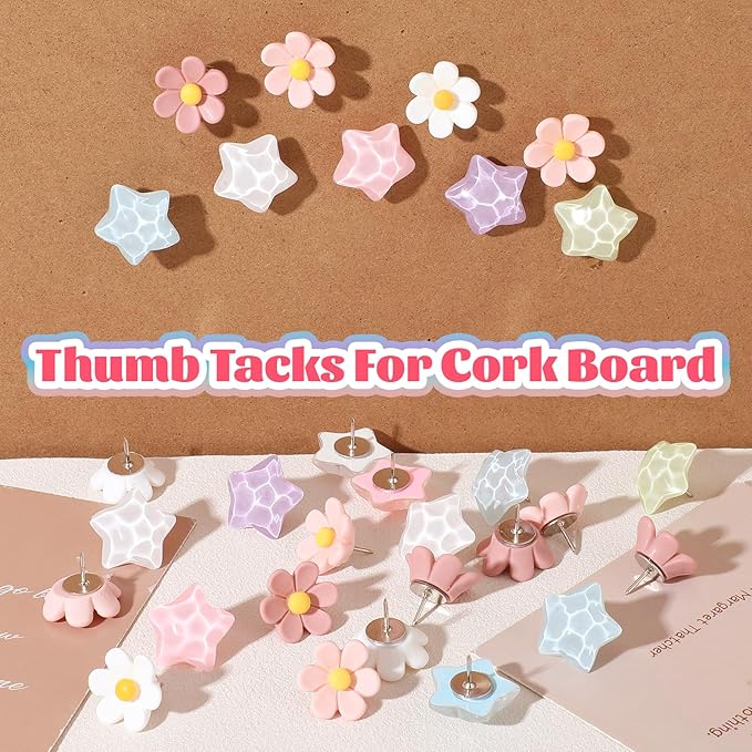 Sibba Thumb Tacks 30 PCS Colorful Cute Push Pins - Image 5