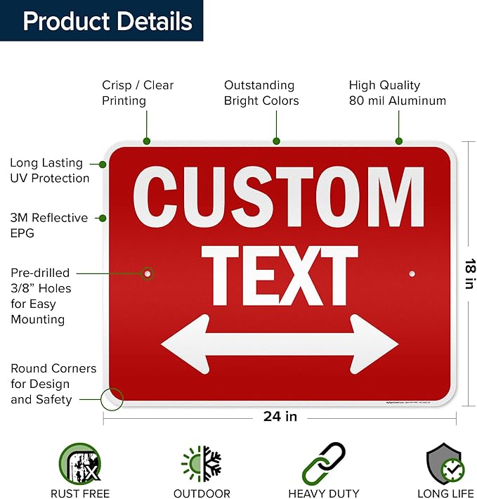 Custom Arrow, Custom Directional Sign, Two way Arrow, 18x24 Inches, 3M EGP - Image 6