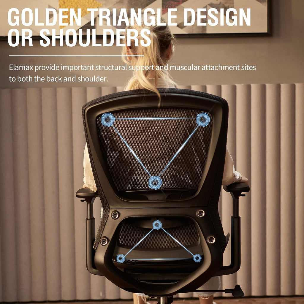 elabest ergonomic mesh office chair,comfy computer desk chair showing dimensions