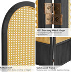Asnefeli Room Divider 4 Panels, Folding Privacy Screen, Foldable Wood Rattan - Image 4