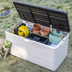 Decksplore 100 Gallon Outdoor Storage Box Waterproof Lockable Resin Deck Box - Image 6