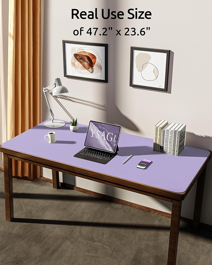 YSAGi Leather Desk Protector, Office Mat, Large Mouse Mat, Non-Slip PU Leather - Image 3