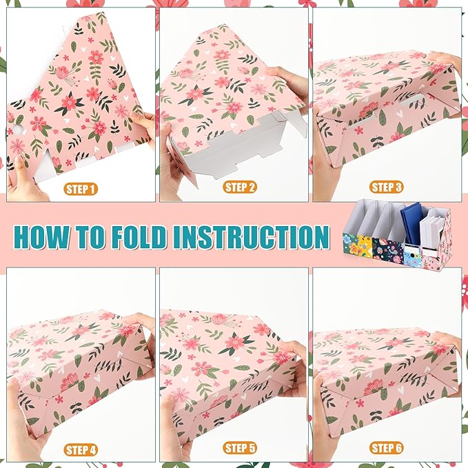 PerKoop 12 Pcs Magazine File Holder Foldable Decorative Cardboard File Folders - Image 5