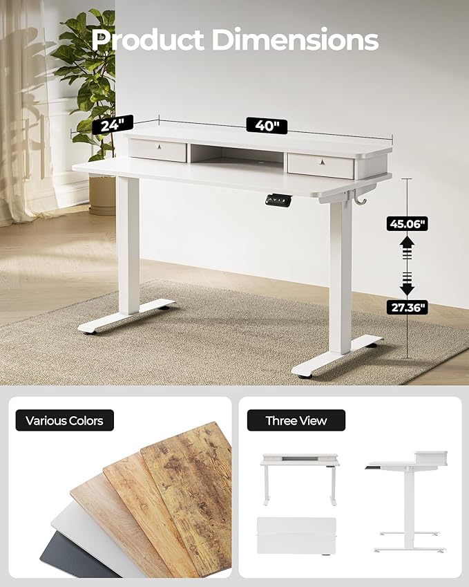 FEZIBO 40 x 24 Inch Height Adjustable Electric Standing Desk - Image 4