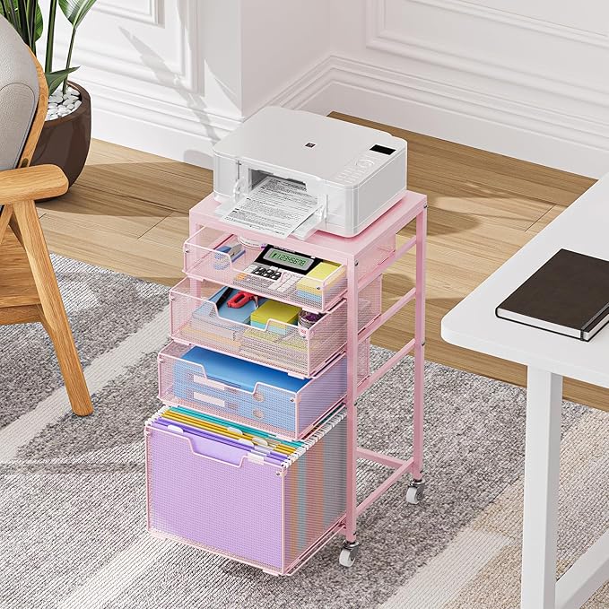 Sbanmao 4 Drawer Rolling File Cart Under Desk Storage, File Cabinets - Image 7
