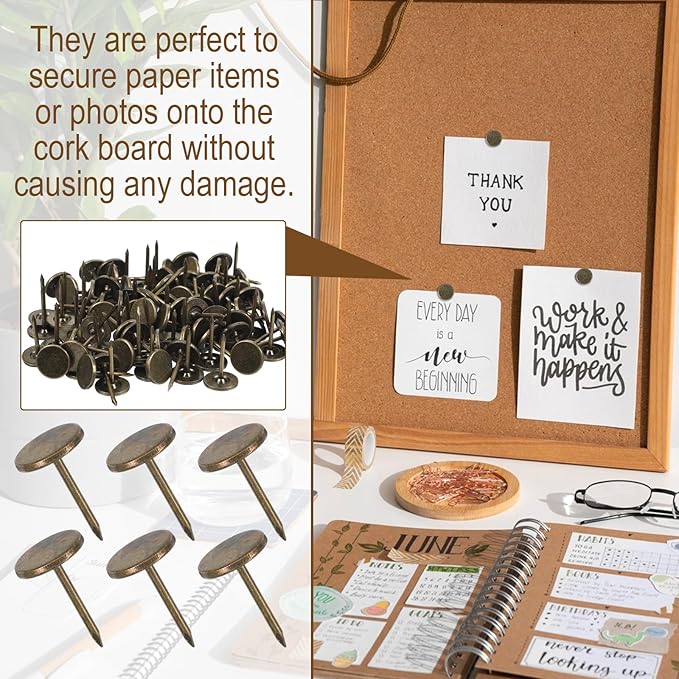 100 Pcs Heavy Duty Thumb Tacks, 7/16 Inch Flat Head Carpet Tacks, Decorative - Image 7