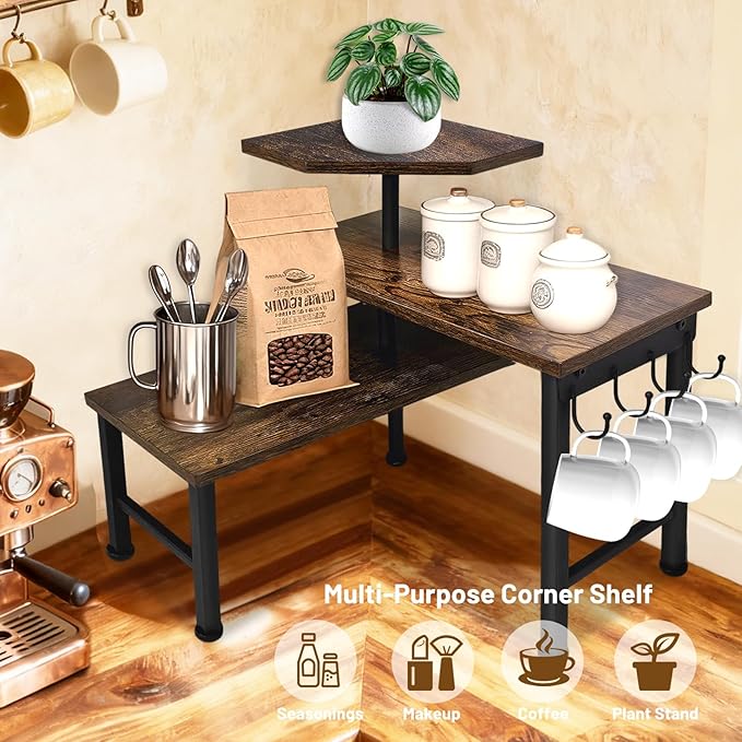 Uniqcovosa Kitchen Countertop Organizer, 3 Tier Moveable Corner Shelf Kitchen - Image 2