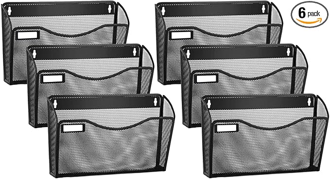 samstar 6 Pack Mesh Wall Mounted File Holder Metal Wall File Pocket Mail by Samstar