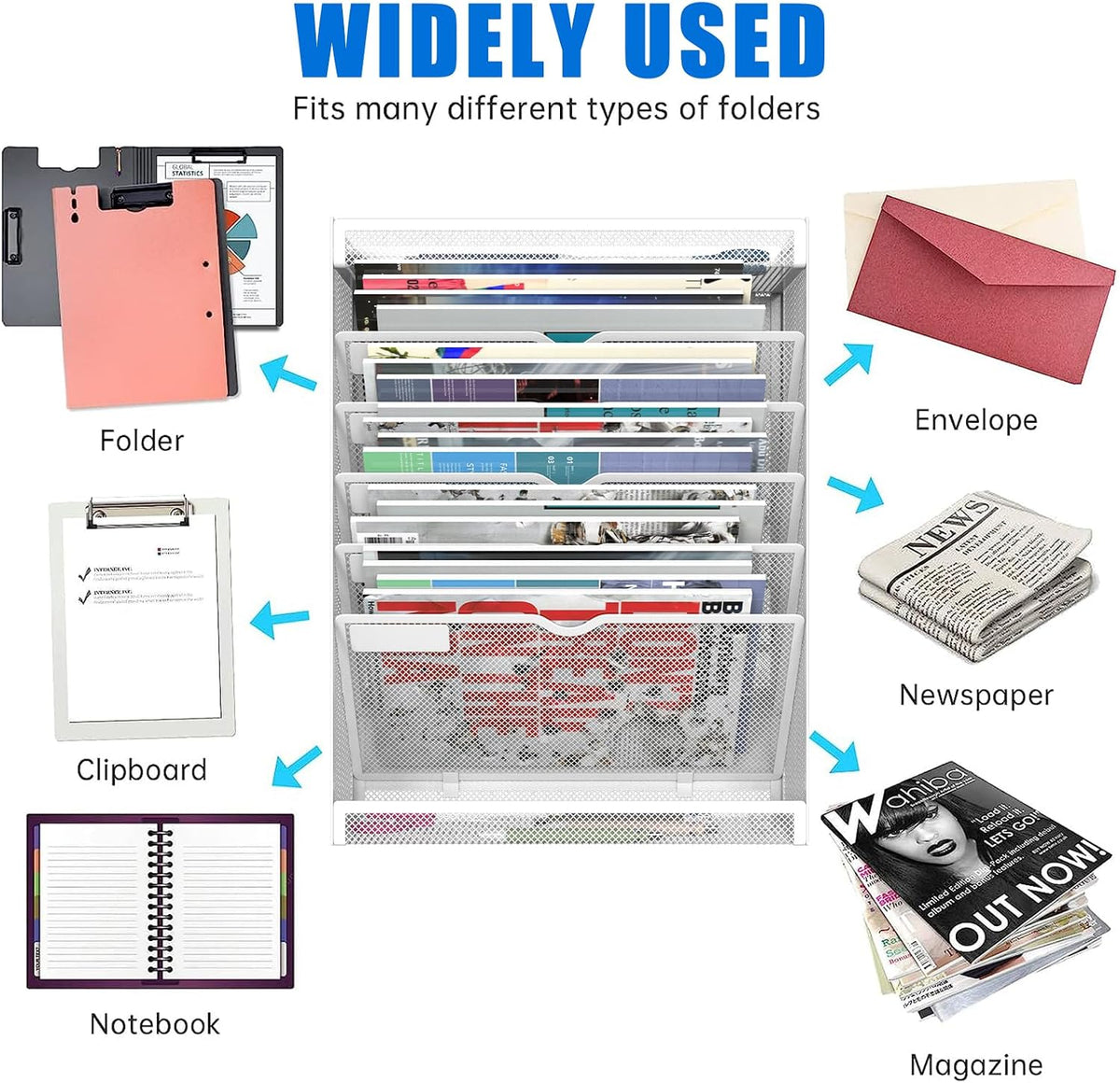 7 Tier Magnetic File Holder, No Drilling Wall File Organizer for File Cabinet...