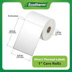 4" x 6" Thermal Labels | 4 Rolls | 1100 Labels | fits Zebra, Offnova Thermal - Image 3