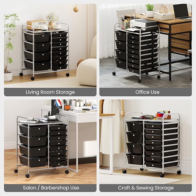 LDAILY 12 Drawer Rolling Storage Cart, Rolling Cart - Image 7