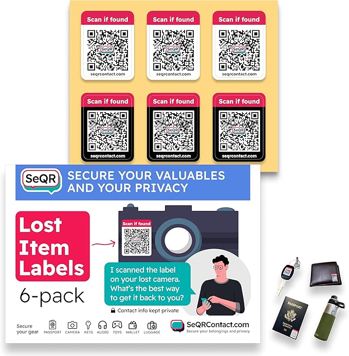 Lost Item QR Code Stickers | Customizable QR Code Labels by SeQRContact