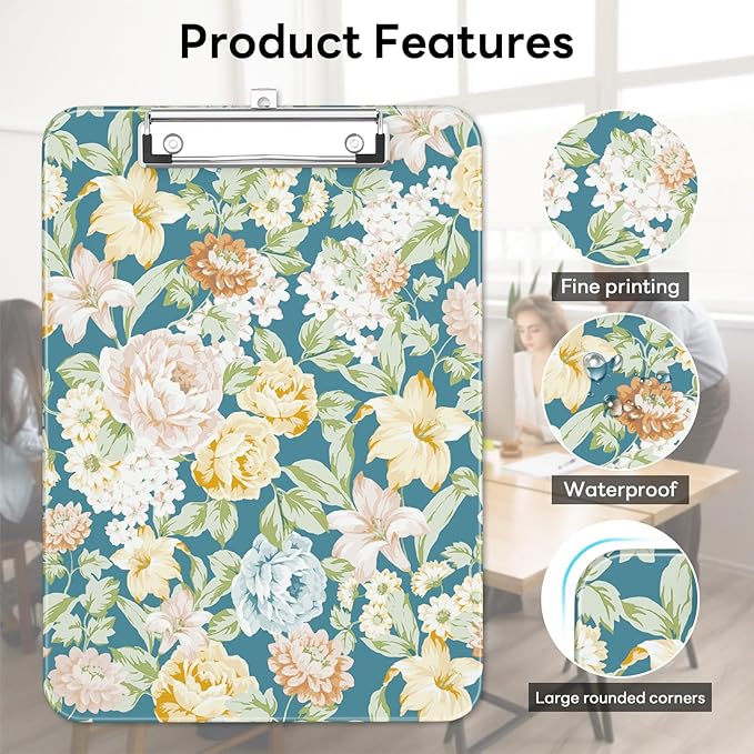 Luminzo Plastic Cute Clipboard Low-Profile Metal Clip, A4 Letter Size 9 x 12.5 - Image 6