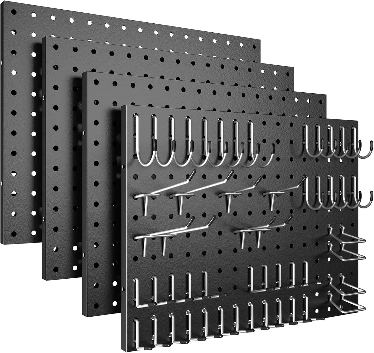 spampur peg board, 4 pack metal black pegboard, main product view