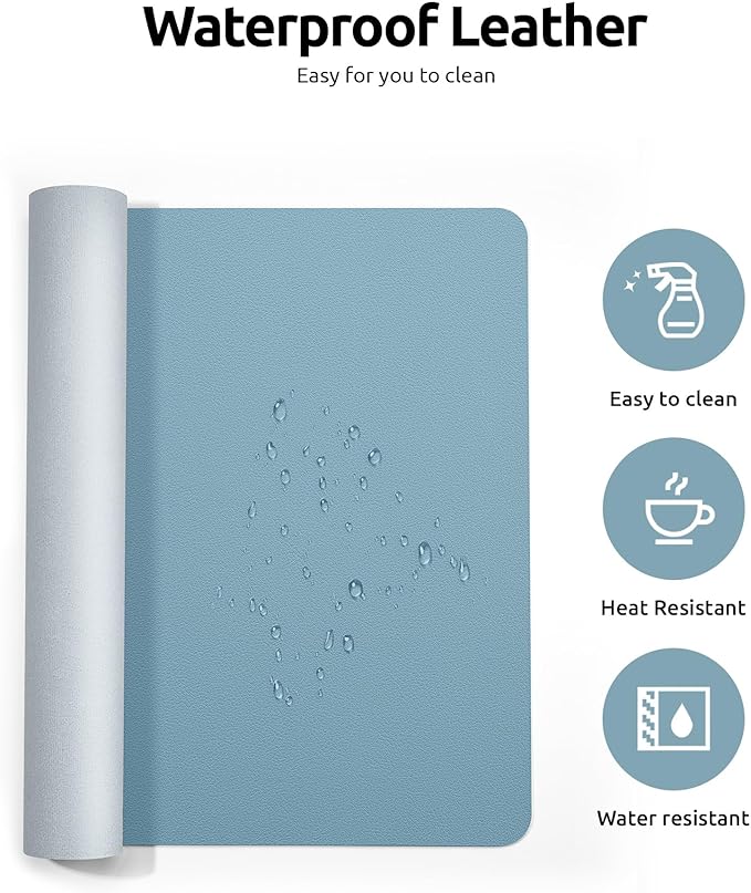 YSAGi Leather Desk Protector, Office Mat, Large Mouse Mat, Non-Slip PU Leather - Image 4