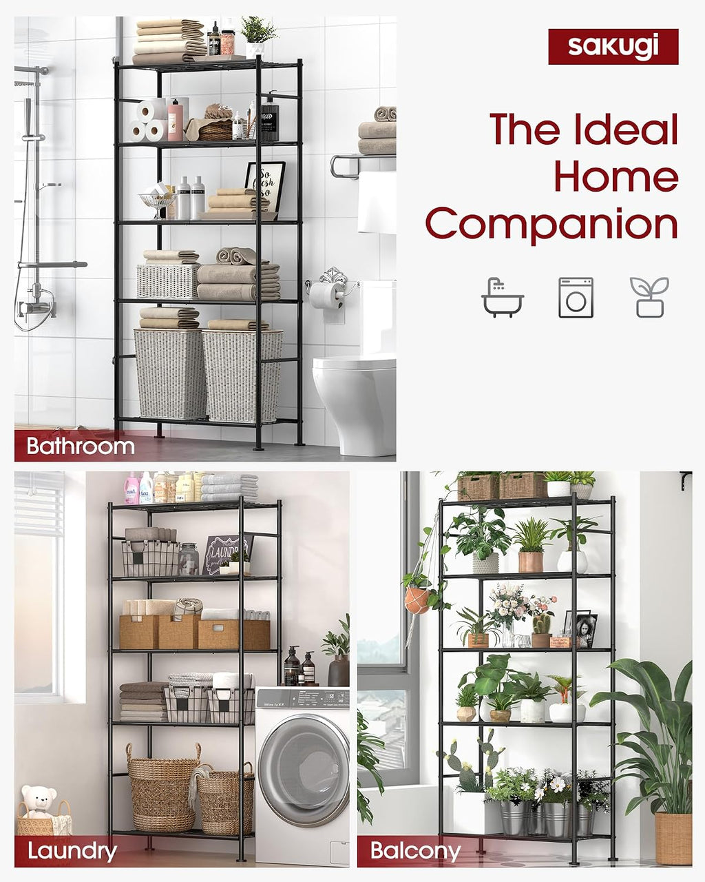 sakugi 2-pack 5-tier steel garage storage shelves, 33.5"x12.6"x72", package contents