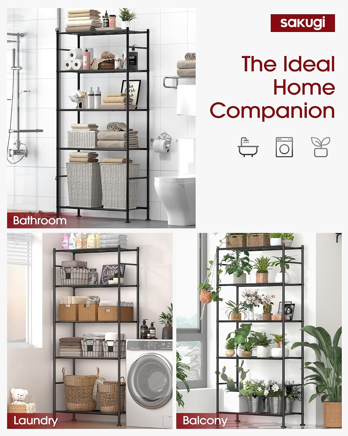 sakugi 2-pack 5-tier steel garage storage shelves, 33.5"x12.6"x72", package contents