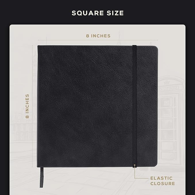 Beechmore Books Square Sketchbook – 8x8 Premium Vegan Leather Bound Large - Image 3