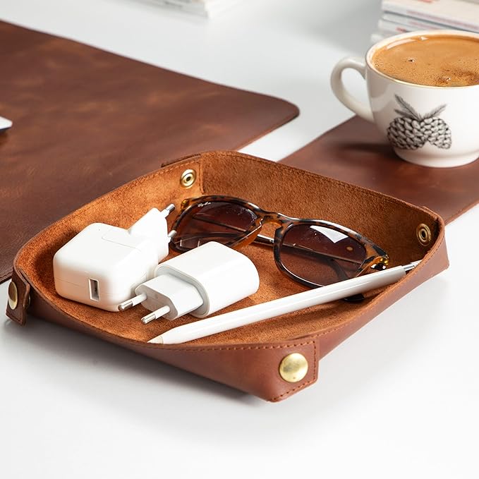 Node Leather - Genuine Leather Desk Mat, Desk Organizer & Cup Coaster - Leather - Image 3