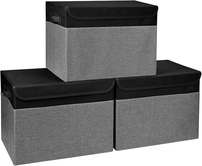 Large 17" 42 Quarts Collapsible Stackable Storage Bins by Bagnizer