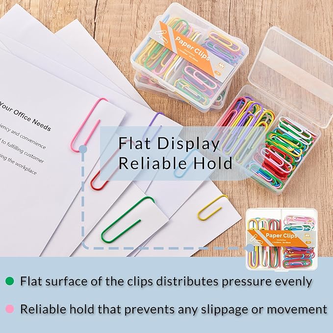 NEEWAY Colorful Paper Clips Assorted Sizes, Small and Large Paperclips - Image 5