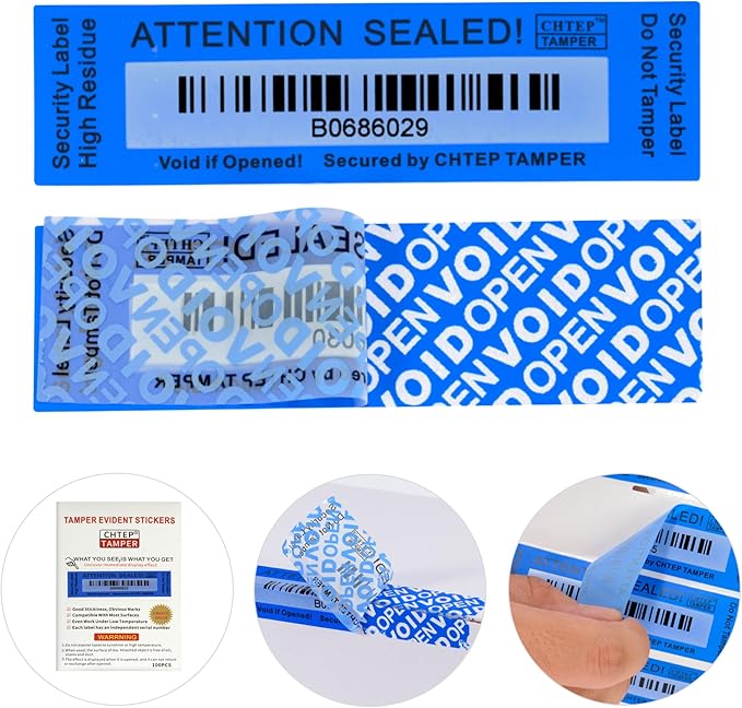 ChtepTamper 100 Pieces Total Transfer Tamper-Evident Stickers Security Labels by ChtepTamper