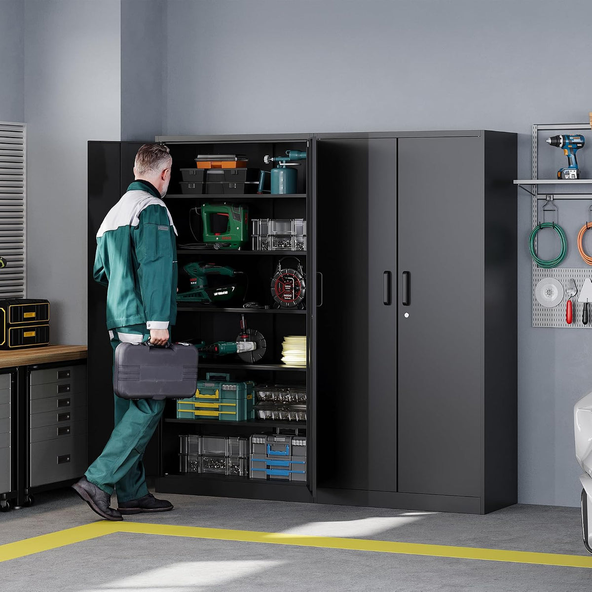 letaya metal storage cabinets with lock doors,tall locker shown in use
