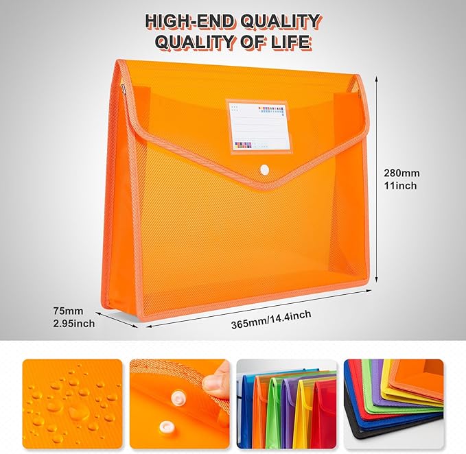 Plastic File Folders, Waterproof Transparent Expandable File Organiser - Image 3