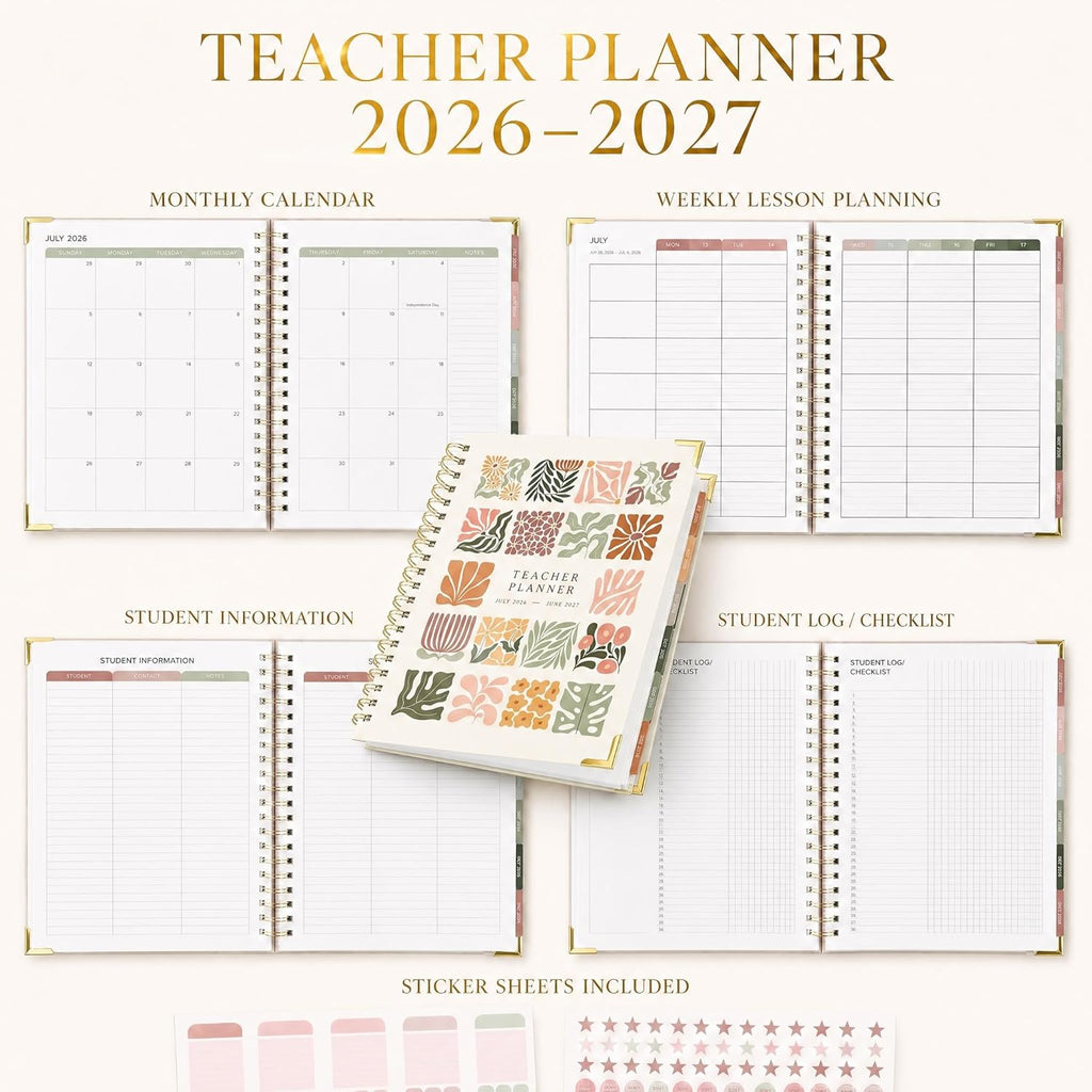 Aesthetic Teacher Planner For The 2026-2027 Academic School Year | All Incl. 8.5" X 11" Lesson Plan Book Supplies - Easily Organize Your Daily, Weekly & Monthly Classroom/homeschool Schedule