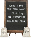 Felt Letter Board with Rustic Vintage Frame and Stand 12x16 inch, Numbers and by Destop