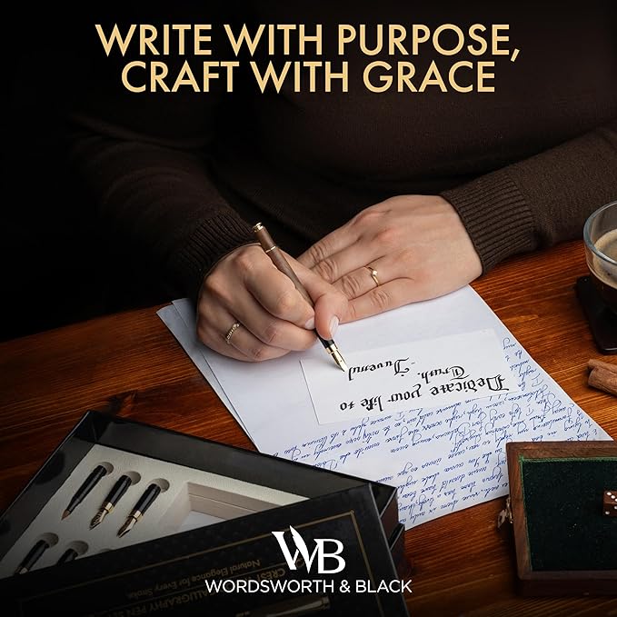 Wordsworth & Black Calligraphy Pen Gift Set, Includes Ink Bottle, 6 Ink - Image 2