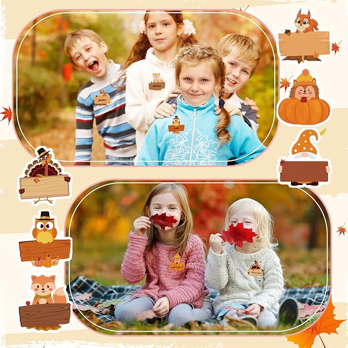 Henoyso 108 Pcs Fall Thanksgiving Themed Name Tags Labels Autumn Classroom - Image 6
