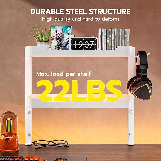 ARES WING 2-Tier Clamp On Desk Shelf, 16 inch Adjustable Above or Under Desk - Image 3