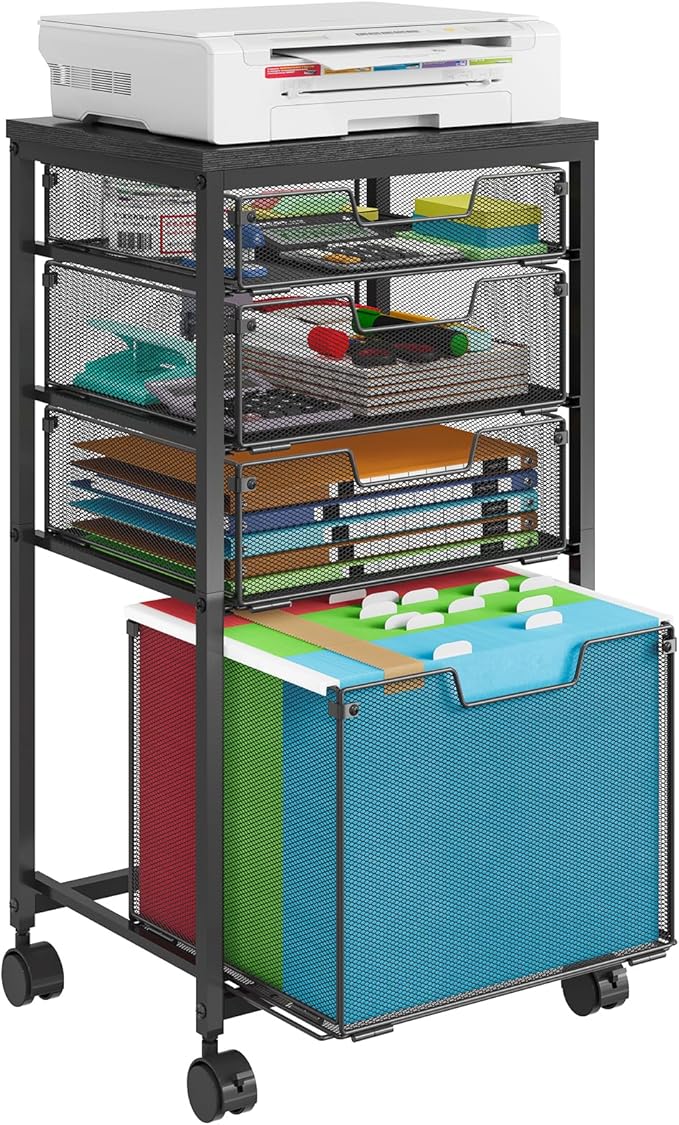 Sbanmao Rolling File Cart with 4 Storage Drawers, Filing Cabinet by shengbaomaoyi