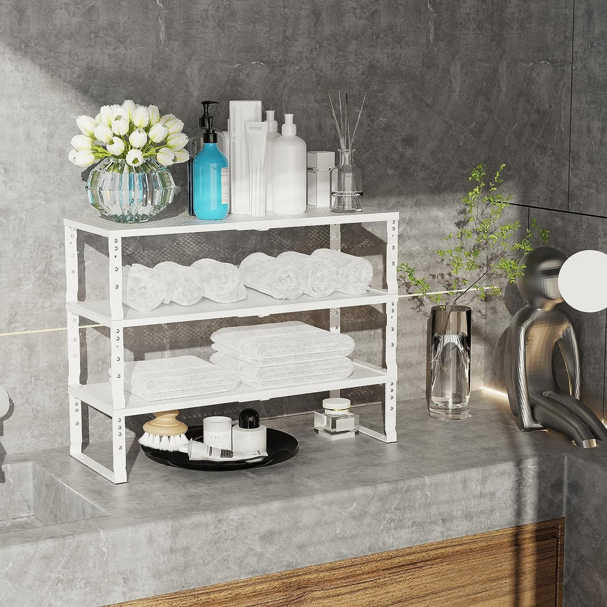 Jojocross Expandable Cabinet Shelf Organizer Storage Spice Rack Shelves for K...