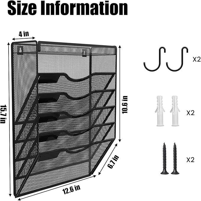 KZWKRG 6 Tier Wall File Organizer Hanging Vertical File Organizer, Wall Mounted - Image 2