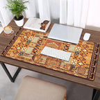 AIMSA Desk Mat Set, Large Mouse Pad + Mouse Wrist Rest + Keyboard Wrist Support + Coaster, Bohemian Style 4in1 Rug Gaming Mouse Pad Combo for Home Office, Orange