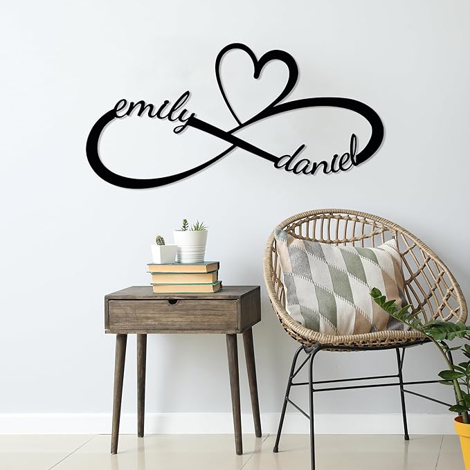 Personalized Valentines Day Metal Wall Sign, Custom Infinity Heart Love Couple - Image 9