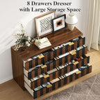 8 Drawer Dresser for Bedroom, Modern Double Dresser, Mid Century Wooden Storage - Image 6